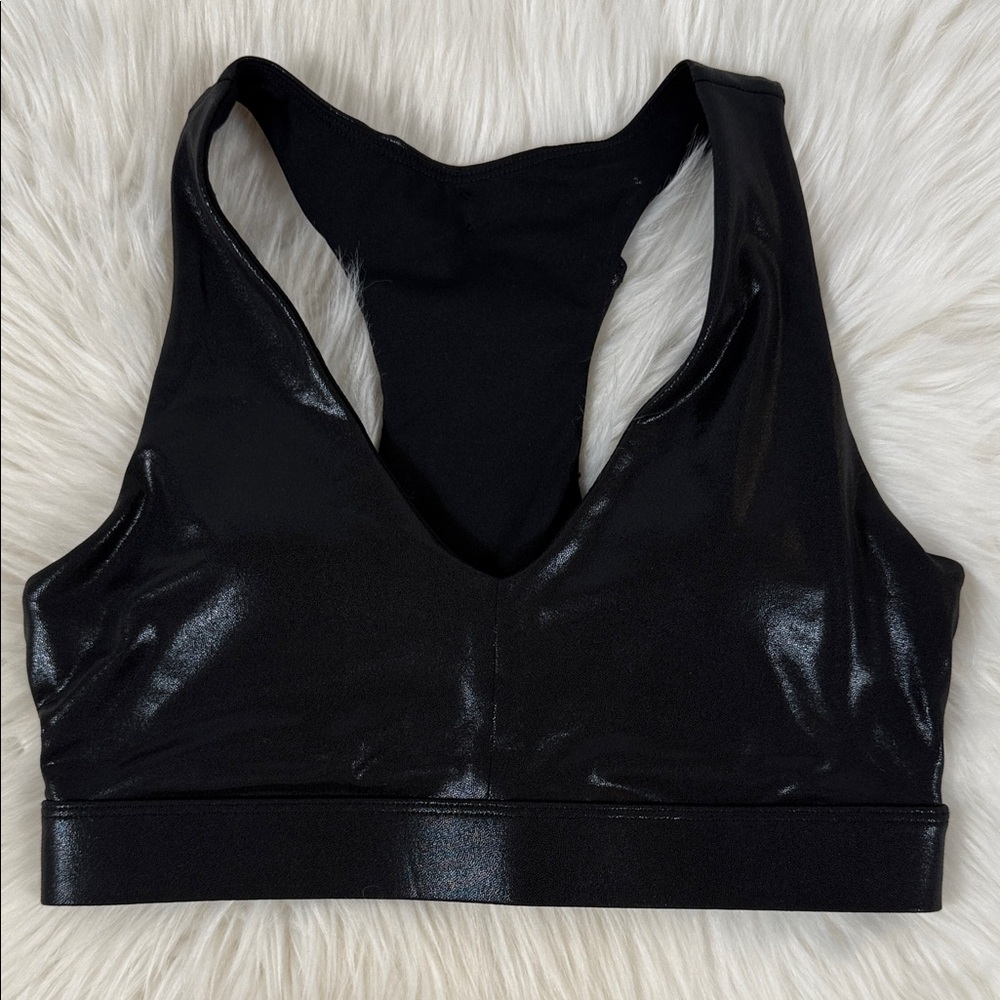 Fabletics Shiny Black Sports Bra